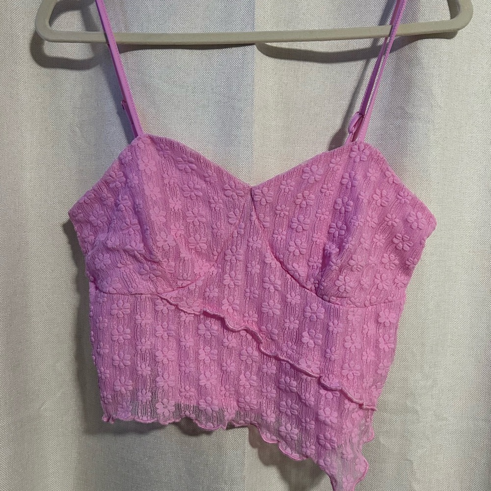 Floral Lace Pink Crop Top